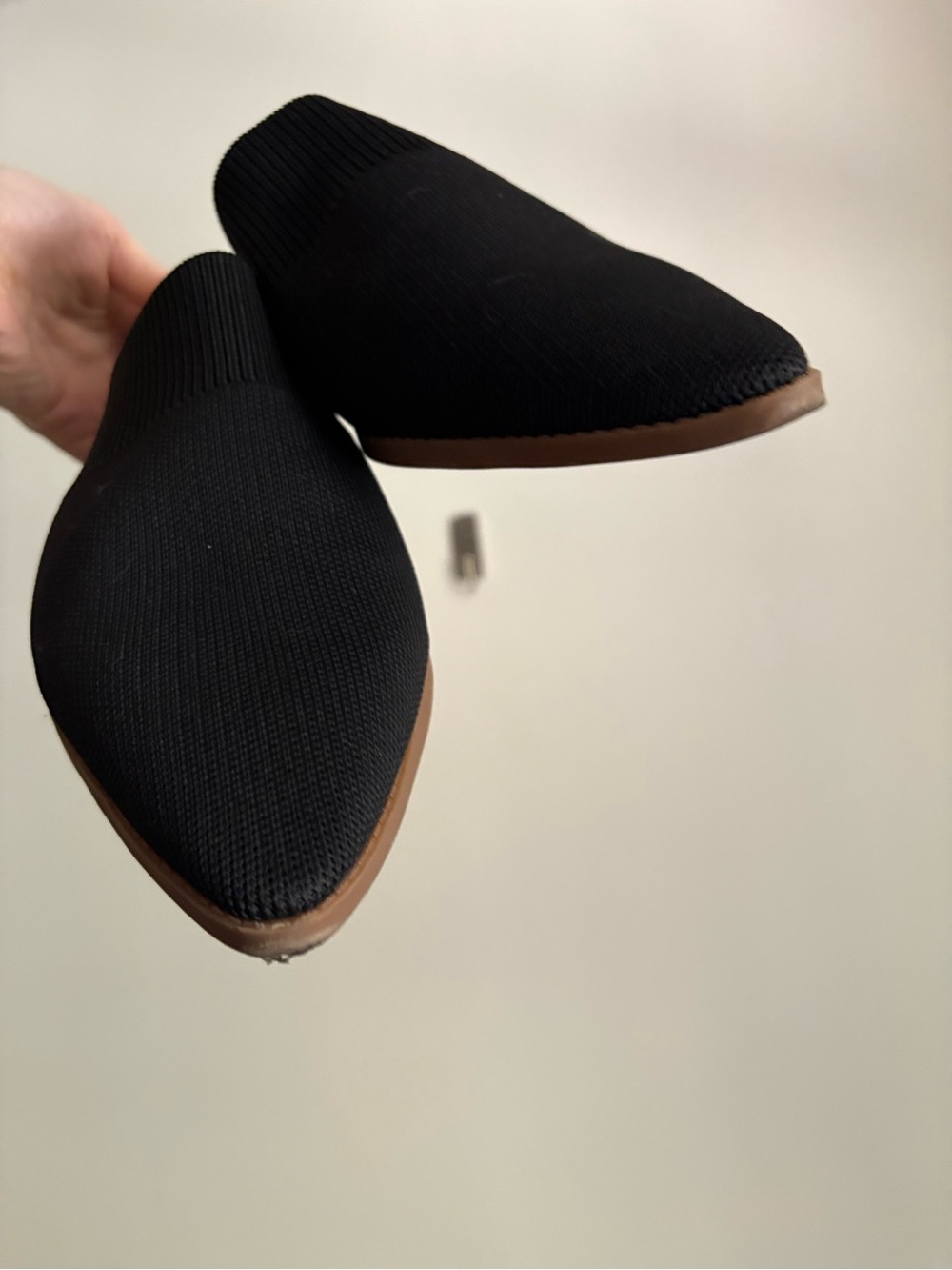 Anne Klein Black Knit Pointed Toe Slip-On Mules - Picture 5 of 7